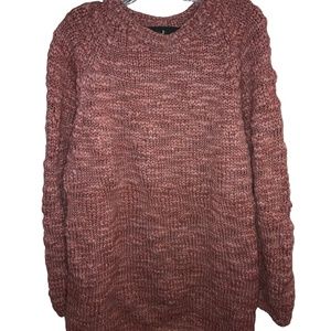 Peruvian Connection Mauve Pink Chunky Knit Wool Blend Pullover Sweater Size XL